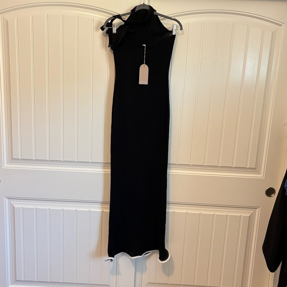 NWT Meshki Melodie Halter Knit Maxi Dress - Black/White size large - Picture 8 of 11